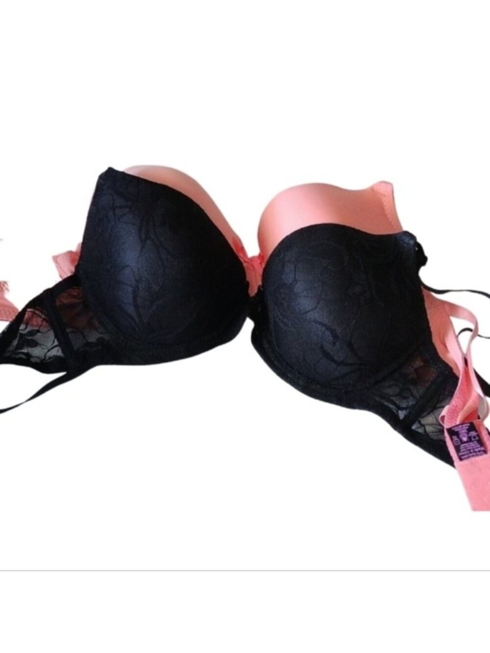 Icy Hot Lingerie Underwire Bras, Set of 2, Black + Peach, 40D